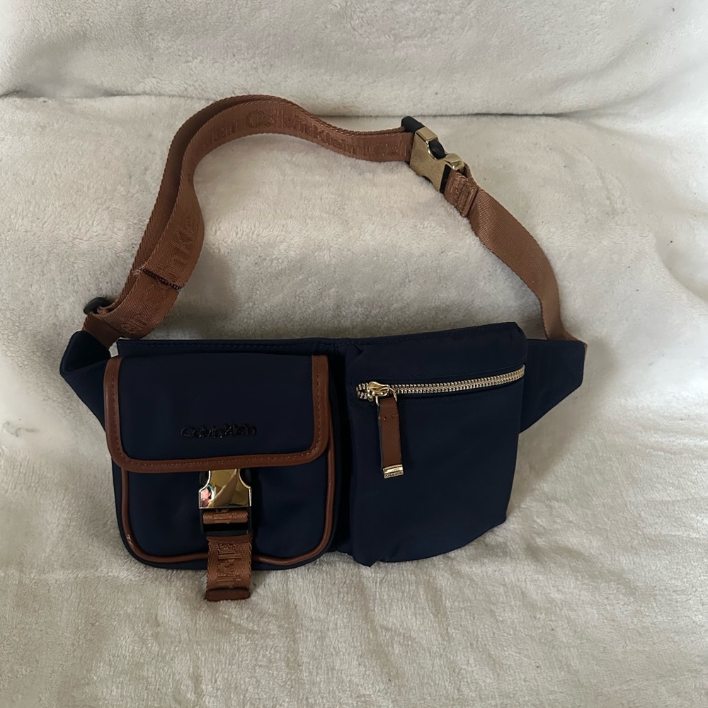 Calvin Klein Navy and Brown Belt Bag